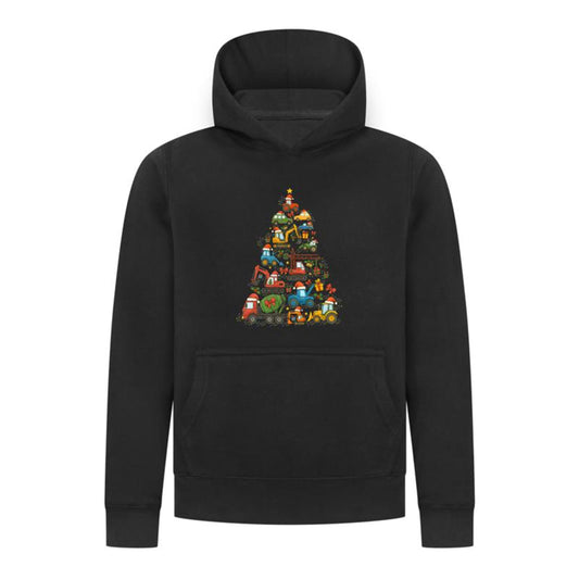 Everyday Kids Christmas Collection Construction Truck Tree Boys Pullover Hoodie – Holiday Sweatshirt - Black