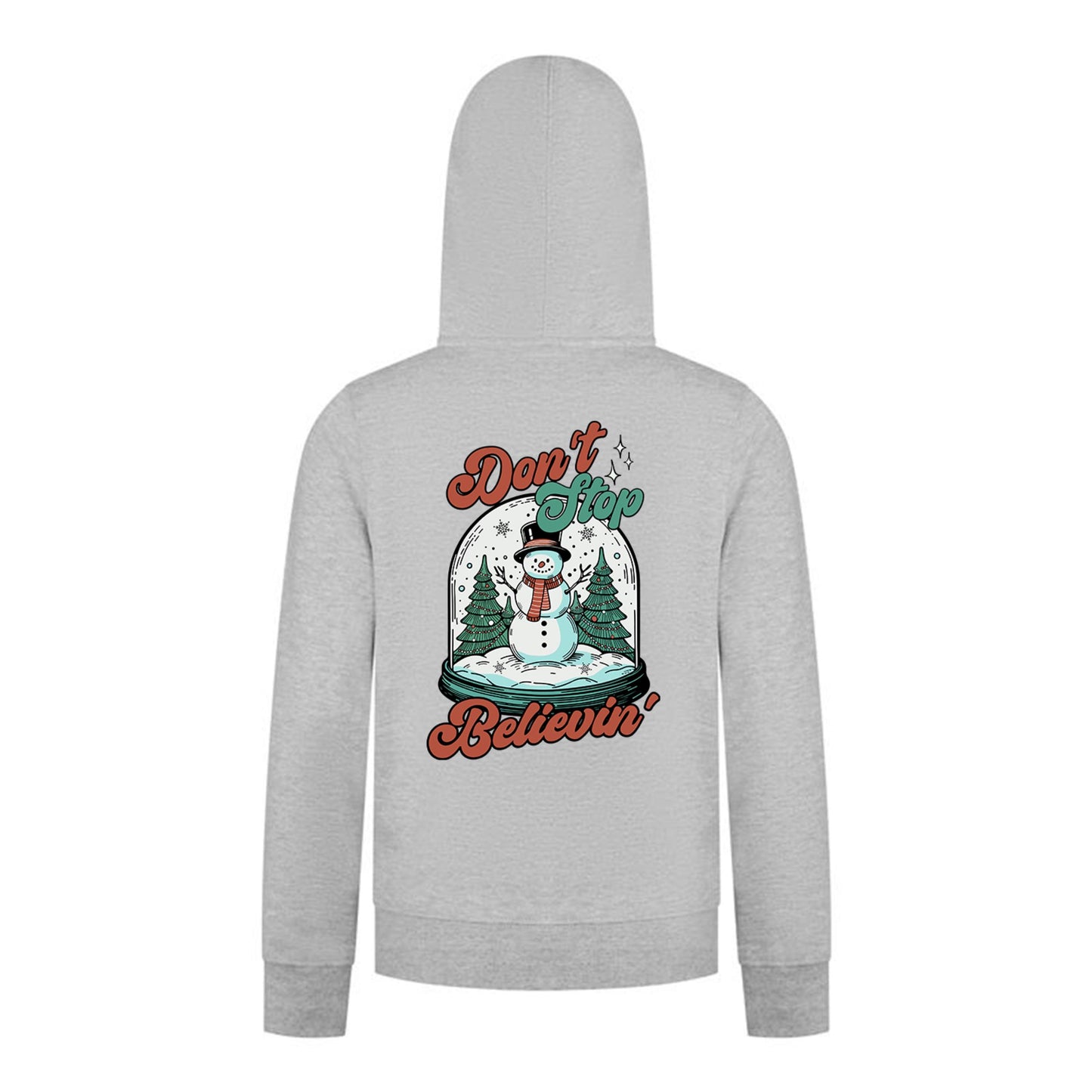 Everyday Kids Christmas Collection Don’t Stop Believin’ Zip Up Hoodie – Holiday Snowman Sweatshirt