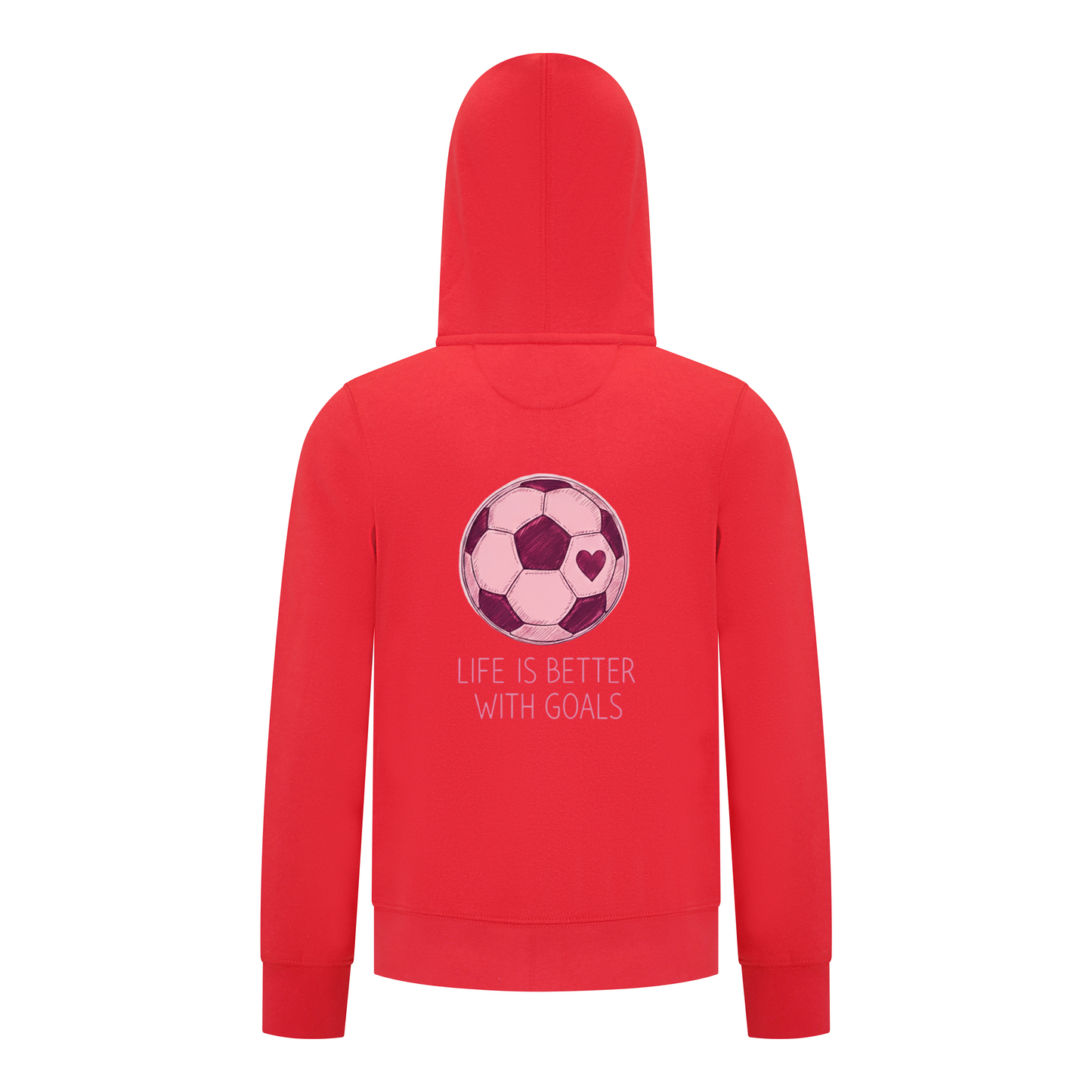 Everyday Kids Sports Collection Life-Is-Better-With-Goals Soccer Girls Zip Up Hoodie – Pink Heart Ball Graphic Sweatshirt