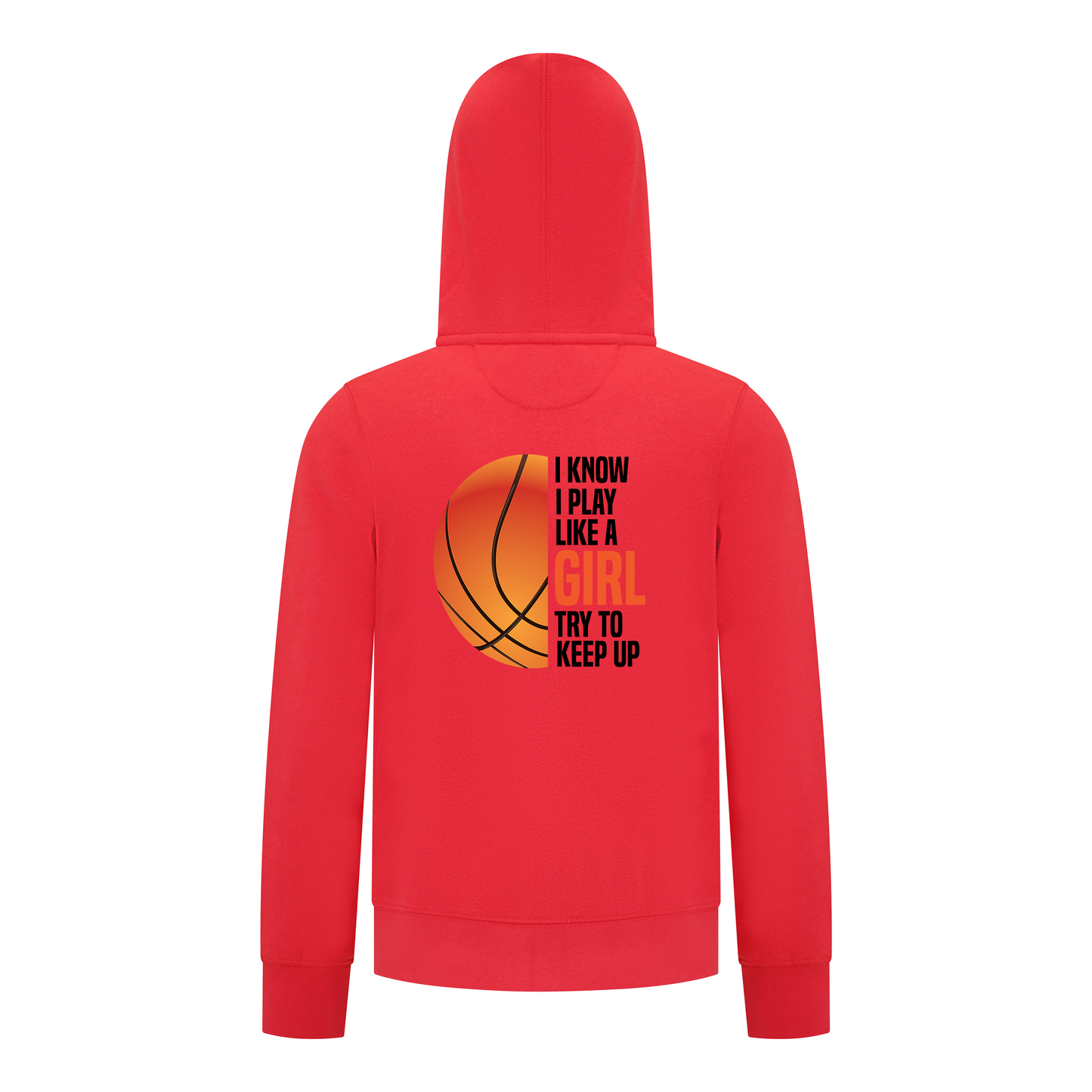 Everyday Kids Basketball Collection Girls  Zip Up – Classic Orange Half-Ball Graphic Sweatshirt