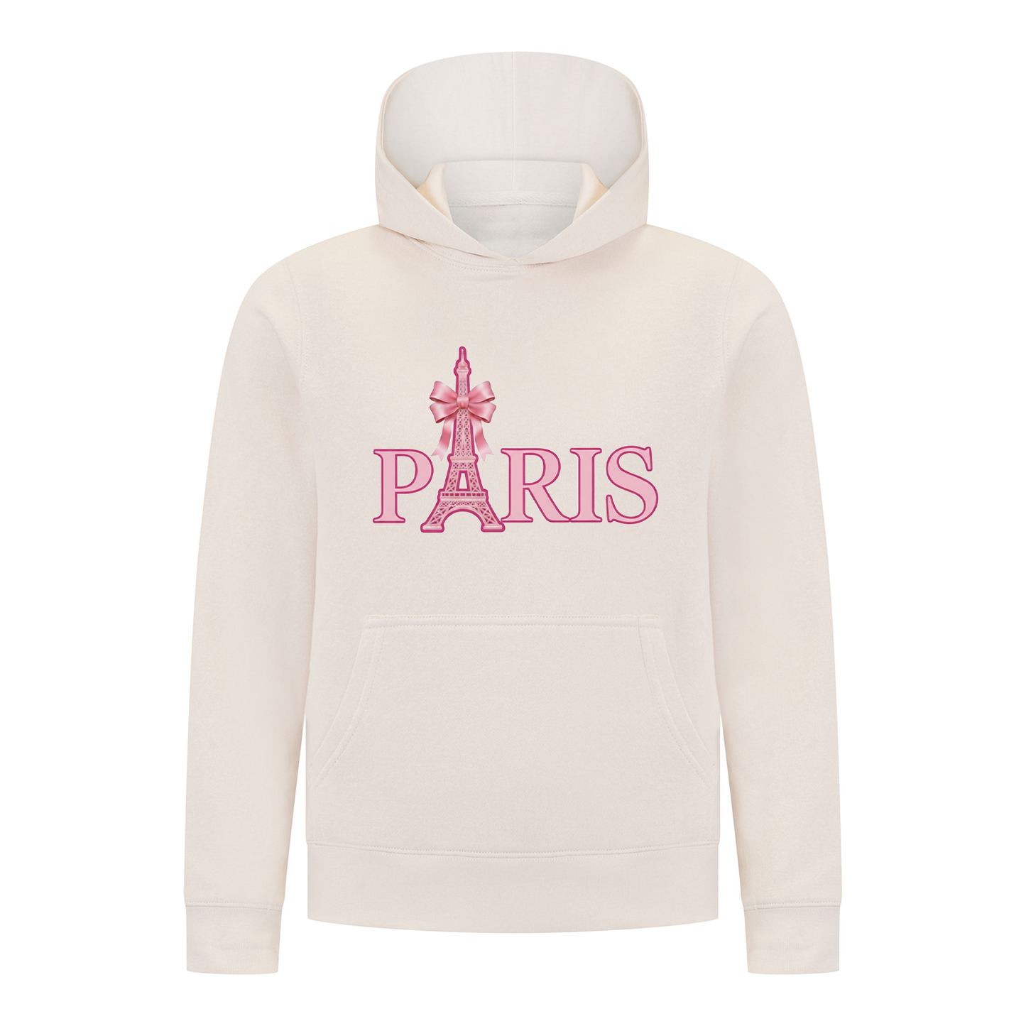 Everyday Kids Paris Bow Girls Pullover Hoodie – Pink Eiffel Tower City Graphic Sweatshirt