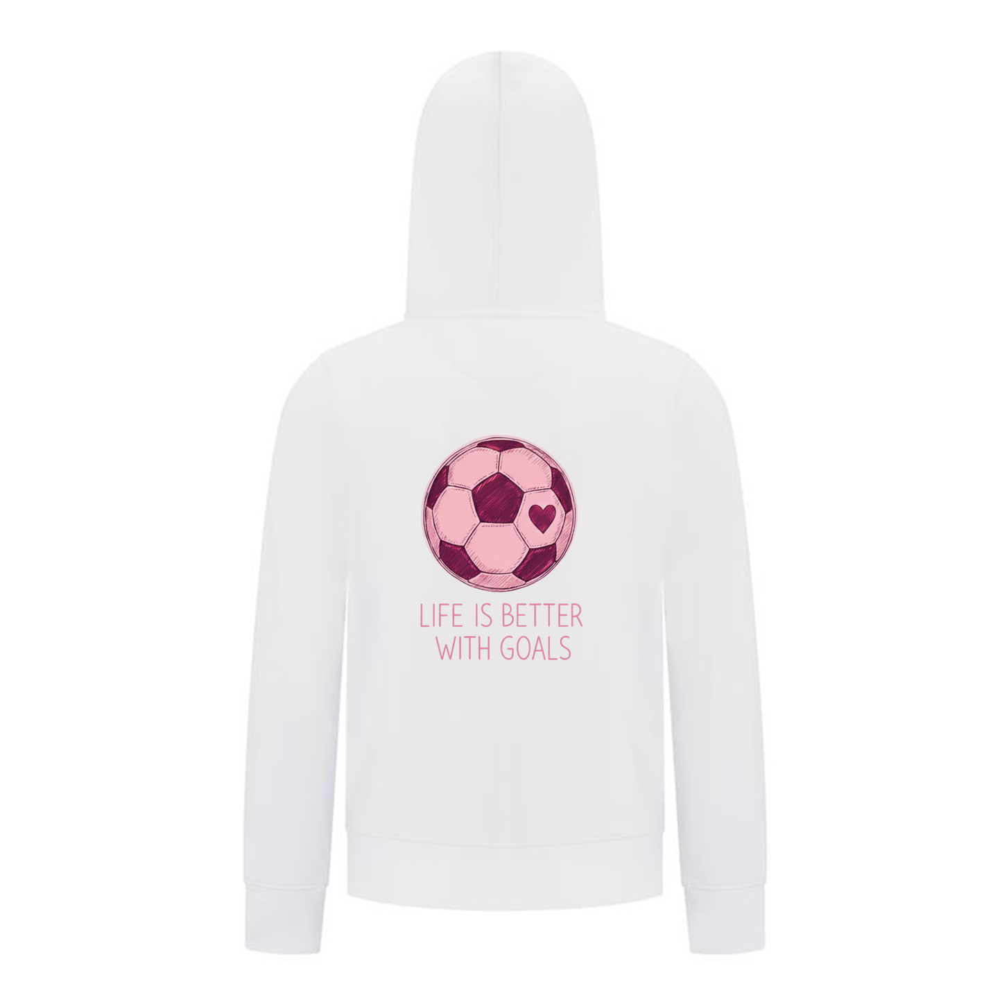Everyday Kids Sports Collection Life-Is-Better-With-Goals Soccer Girls Zip Up Hoodie – Pink Heart Ball Graphic Sweatshirt