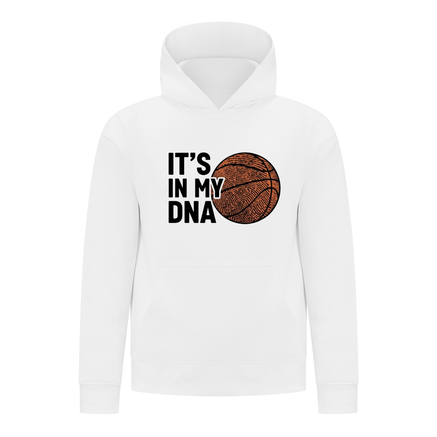 Everyday Kids Basketball Collection Pullover Hoodie – “It’s in My DNA” Fingerprint Basketball Graphic Sweatshirt