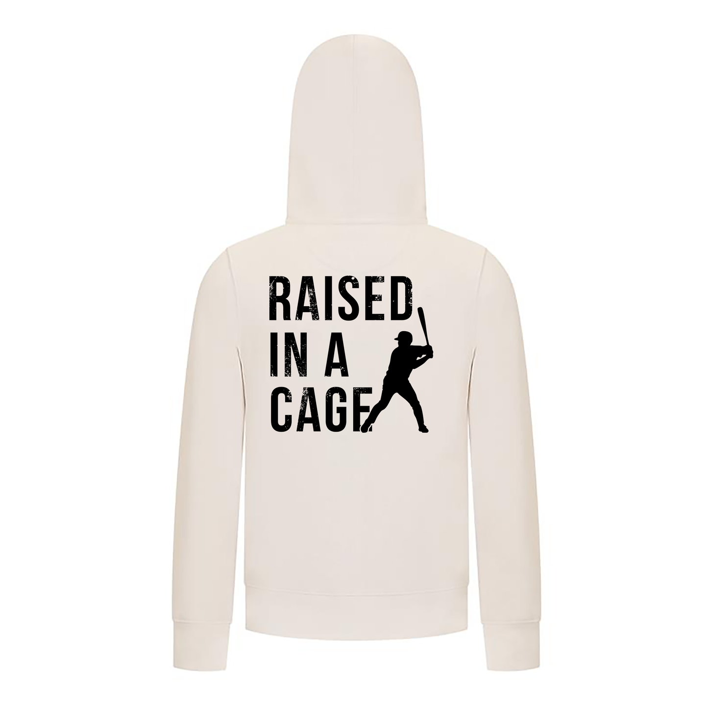 Everyday Kids Baseball Collection Boys Zip Up Hoodie – “Raised in a Cage” Batter Graphic Sports Sweatshirt