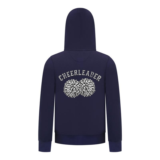 Everyday Kids Cheerleader Girls Zip Up Hoodie – Pom Pom Sketch Graphic Sweatshirt