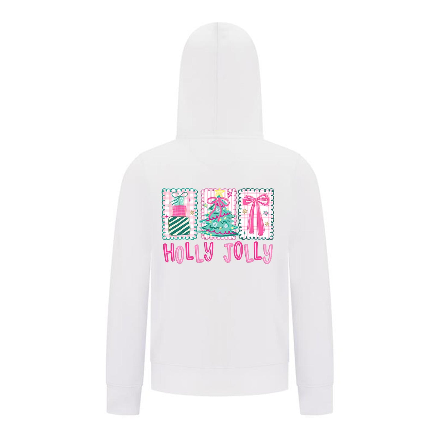 Everyday Kids Christmas Collection Holly Jolly Girls Zip Up Hoodie – Pink Holiday Sweatshirt