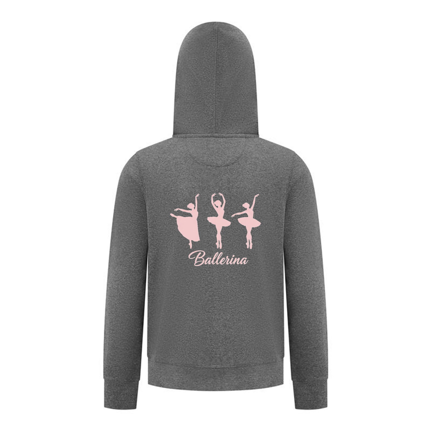 Everyday Kids Ballerina Girls Zip Up Hoodie – Pink Dancer Silhouette Ballet Sweatshirt