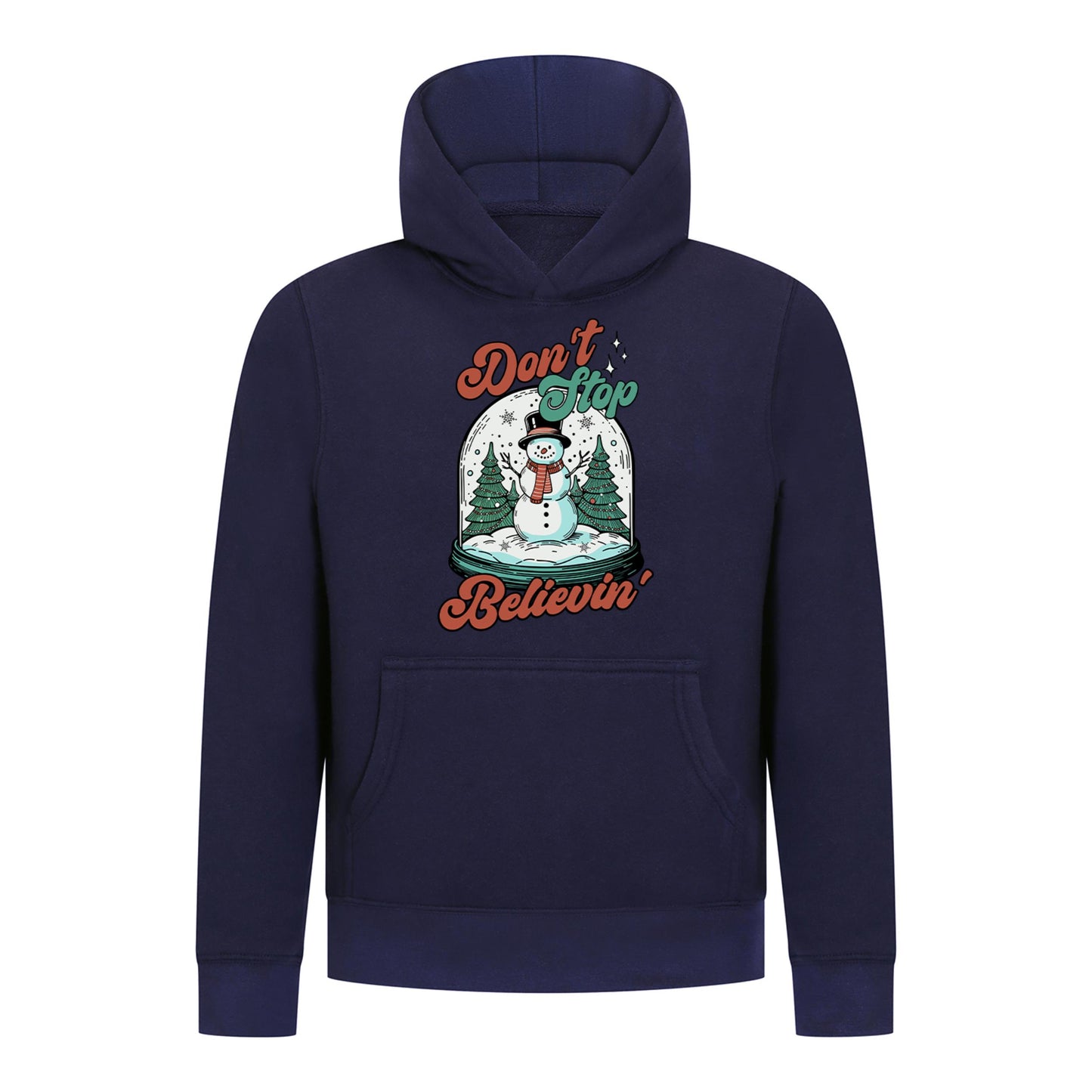 Everyday Kids Christmas Collection Don’t Stop Believin’ Pullover Hoodie – Holiday Snowman Sweatshirt