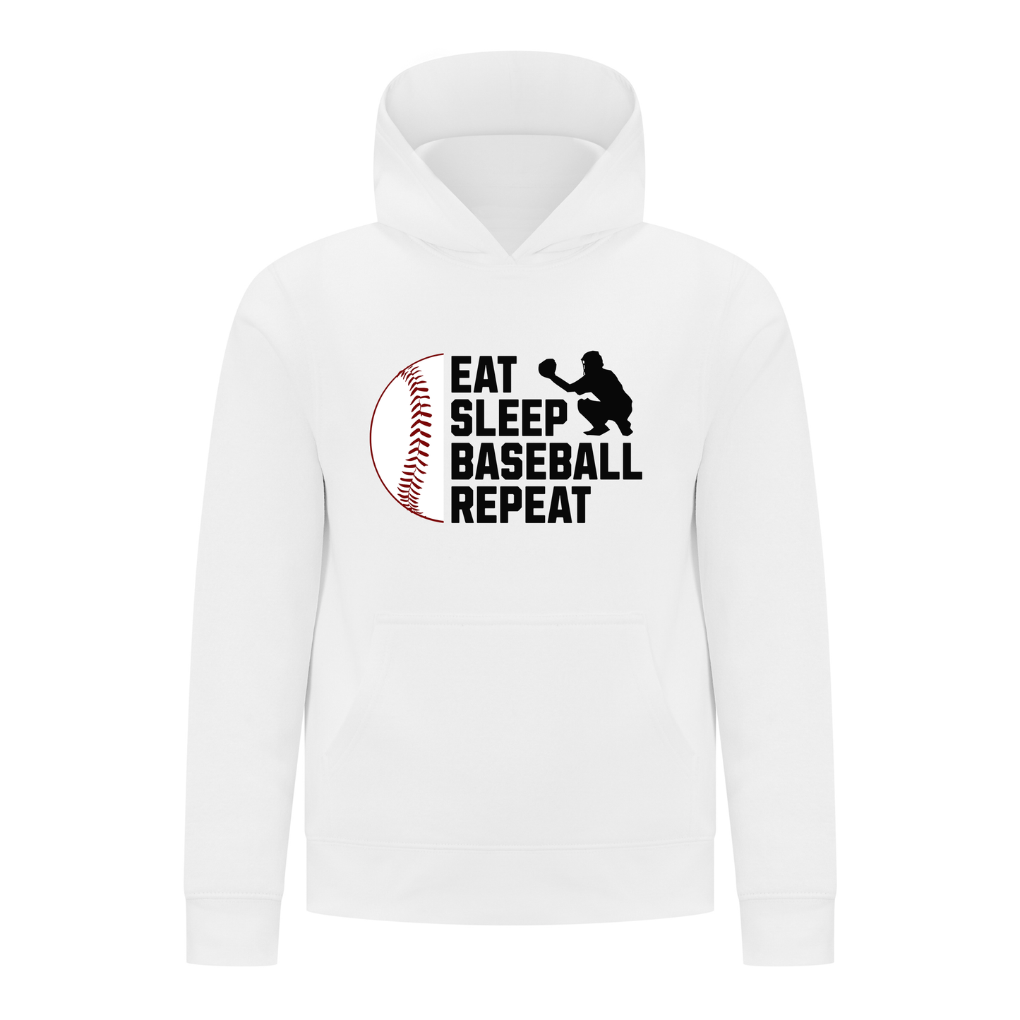 Everyday Kids Baseball Collection Boys Pullover Hoodie – Classic Batter Silhouette Sports Sweatshirt