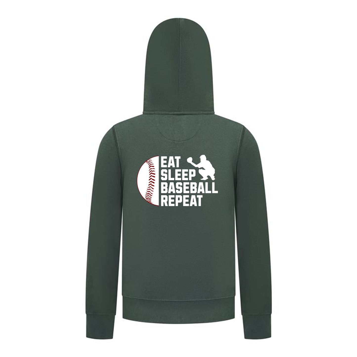 Everyday Kids Baseball Collection Boys Zip Up Hoodie – Classic Batter Silhouette Sports Sweatshirt
