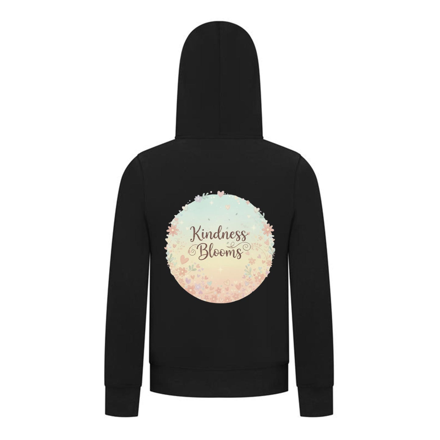Everyday Kids “Kindness Blooms” Girls Zip Up Hoodie – Pastel Floral Positive Sweatshirt