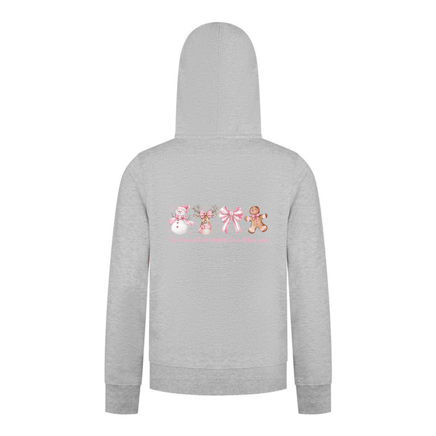 Everyday Kids Christmas Collection Most Wonderful Time Girls Zip up Hoodie – Pink Holiday Sweatshirt