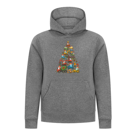Everyday Kids Christmas Collection Construction Truck Tree Boys Pullover Hoodie – Holiday Sweatshirt - Charcoal Gray