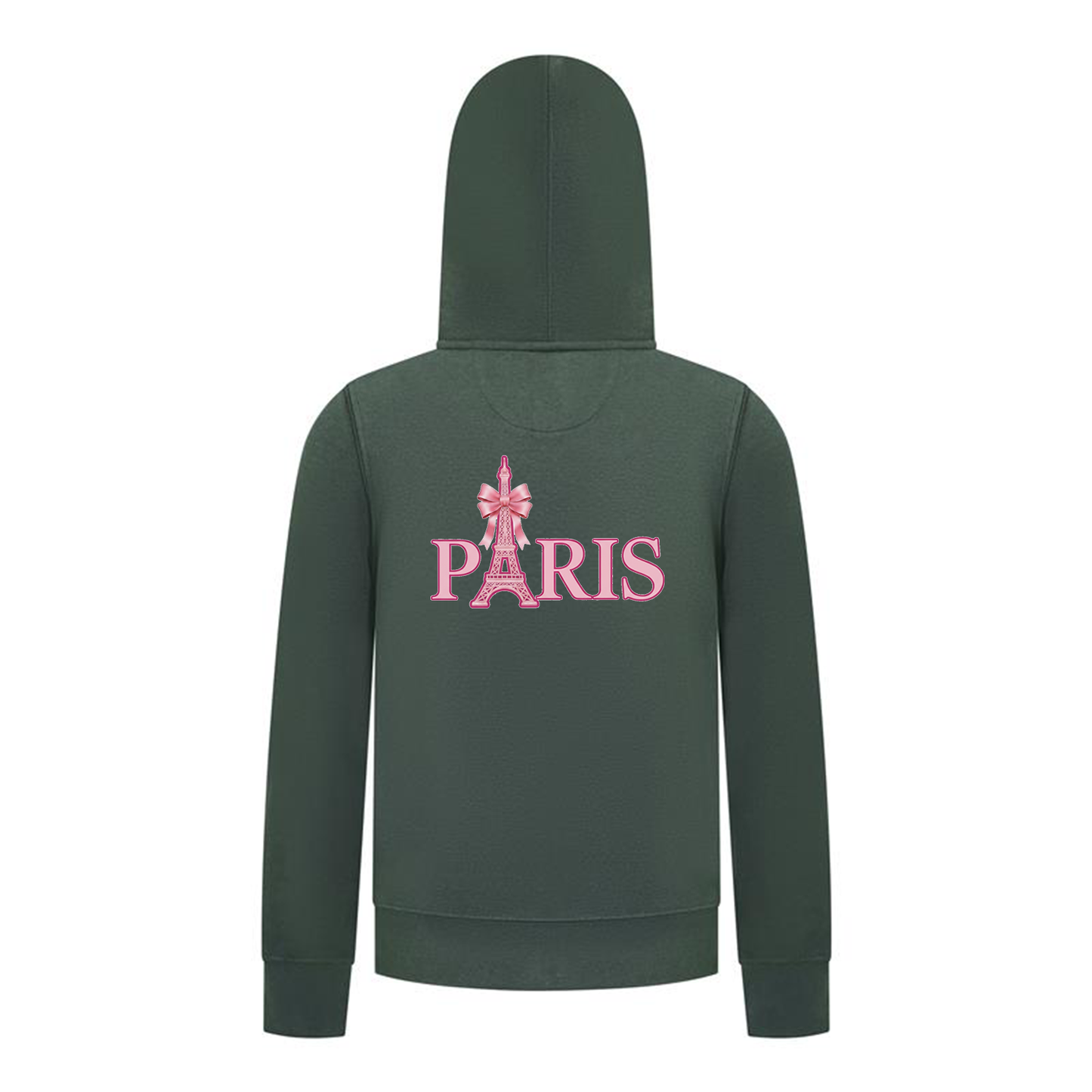 Everyday Kids Paris Bow Girls Zip Up Hoodie – Pink Eiffel Tower City Graphic Sweatshirt