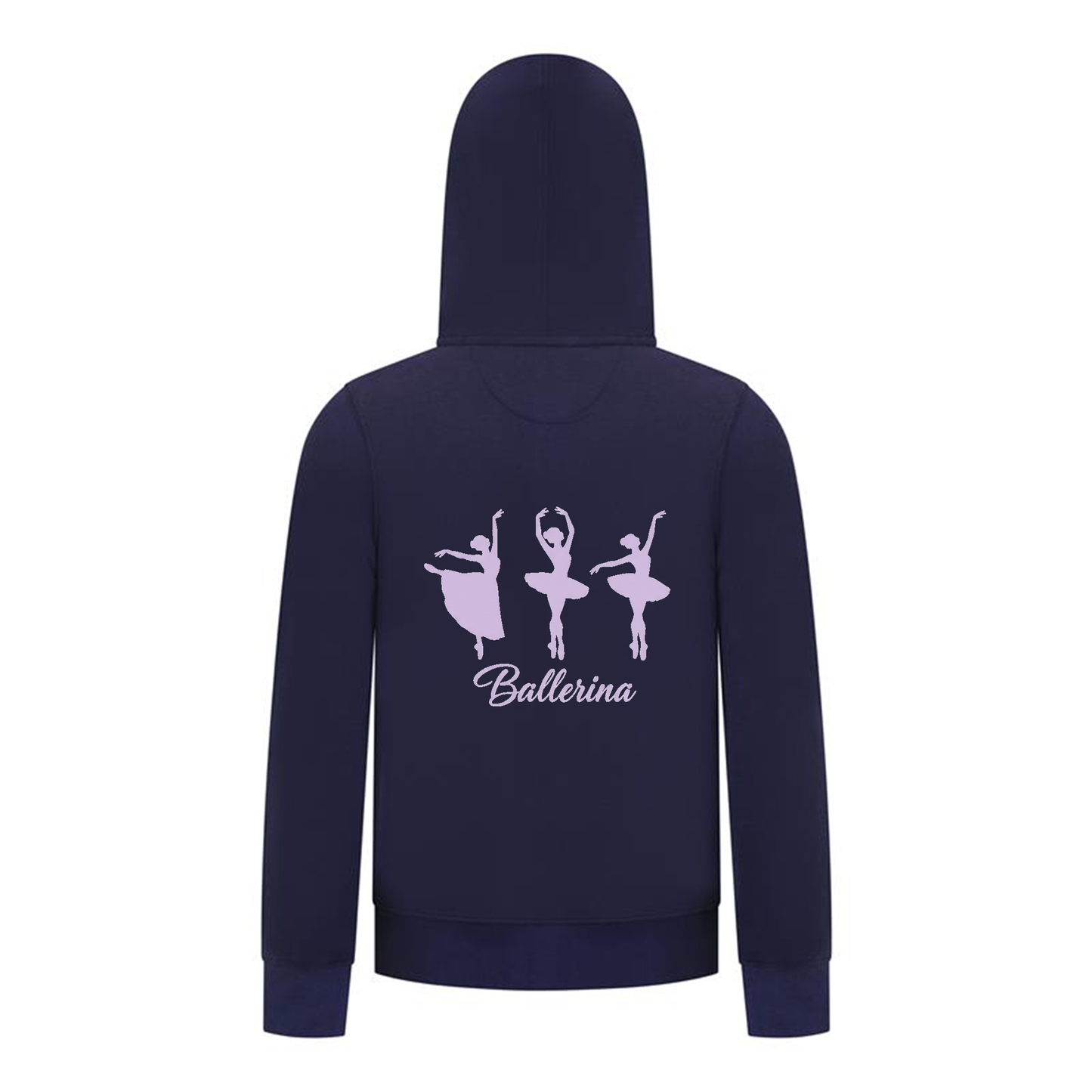 Everyday Kids Ballerina Girls Zip Up Hoodie – Purple Dancer Silhouette Ballet Sweatshirt
