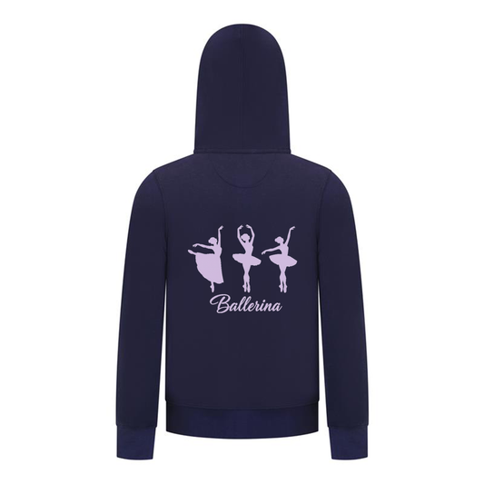 Everyday Kids Ballerina Girls Zip Up Hoodie – Purple Dancer Silhouette Ballet Sweatshirt