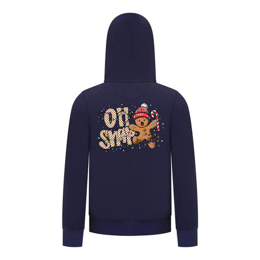 Everyday Kids Christmas Collection Oh Snap Boys Zip Up Hoodie – Funny Gingerbread Holiday Sweatshirt