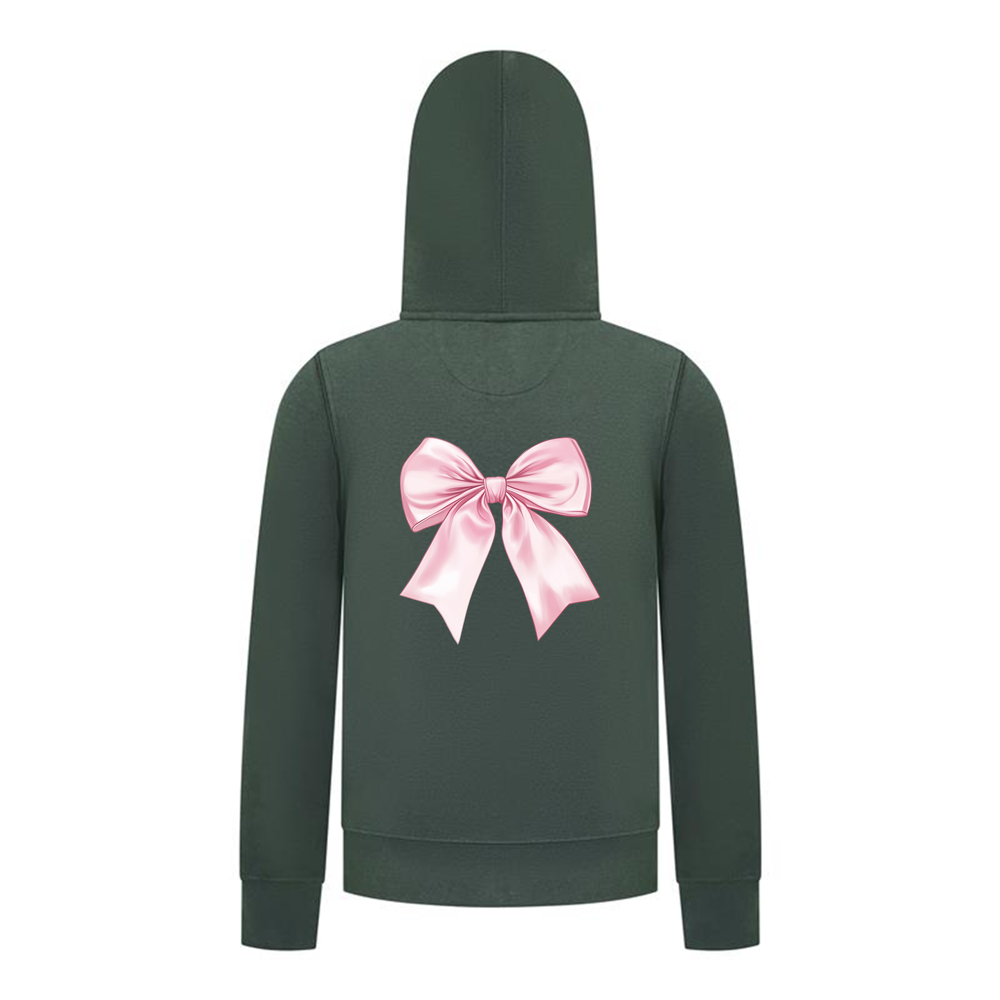Everyday Kids Girls Collection Pink Bow Zip Up Hoodie – Cute Satin-Style Ribbon Graphic Sweatshirt