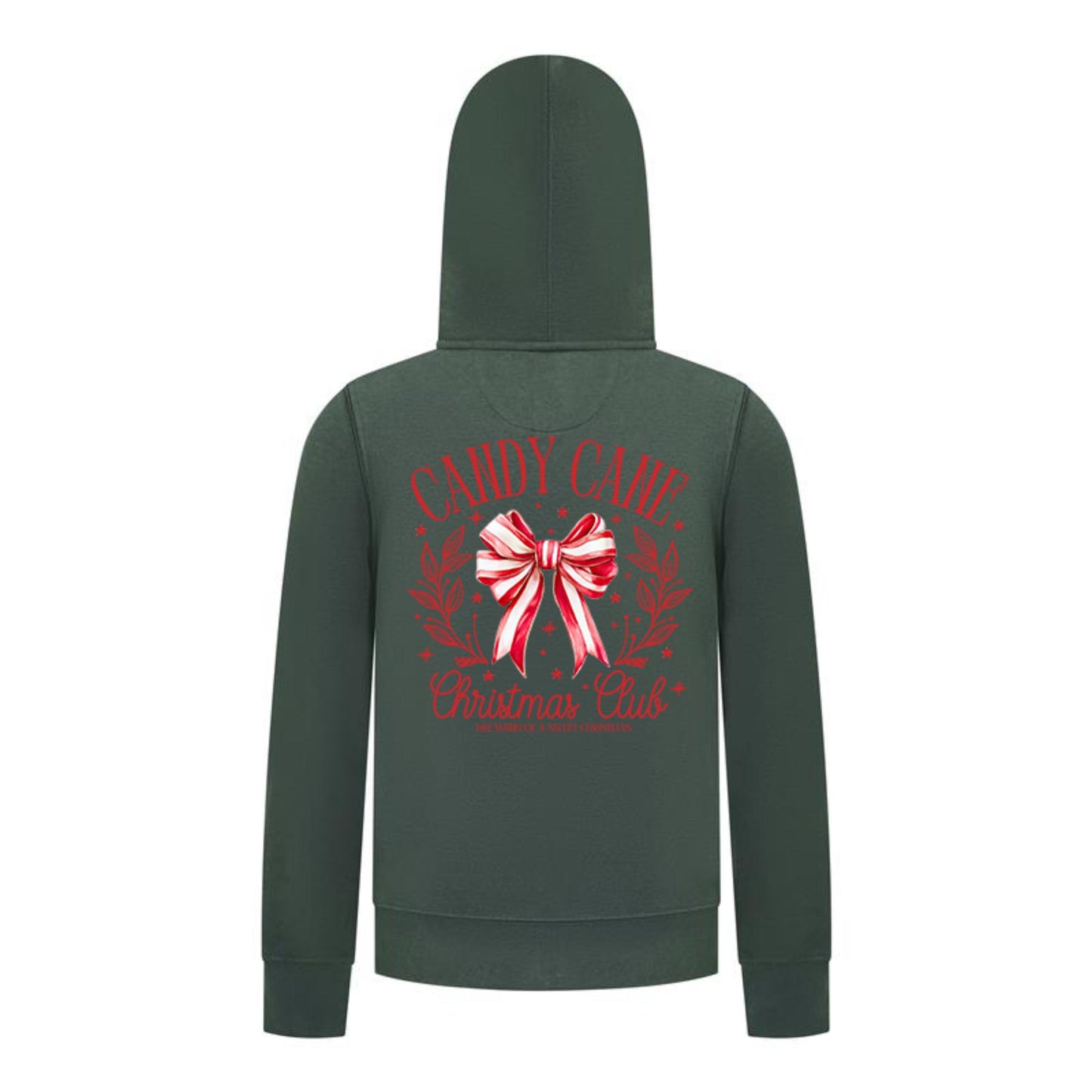 Everyday Kids Christmas Collection Candy Cane Christmas Club Girls Zip Up Hoodie – Holiday Sweatshirt - Green