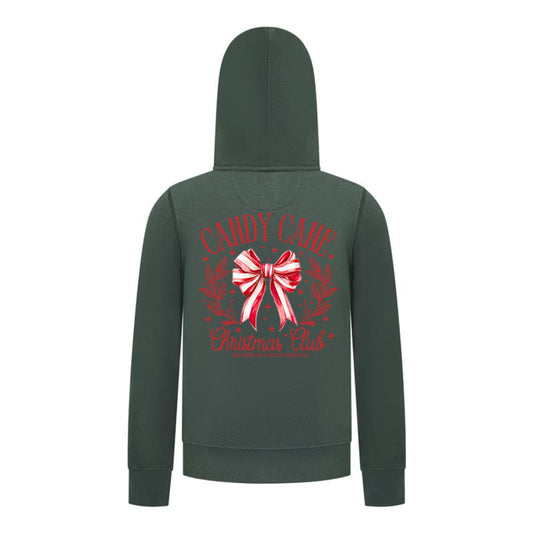Everyday Kids Christmas Collection Candy Cane Christmas Club Girls Zip Up Hoodie – Holiday Sweatshirt - Green