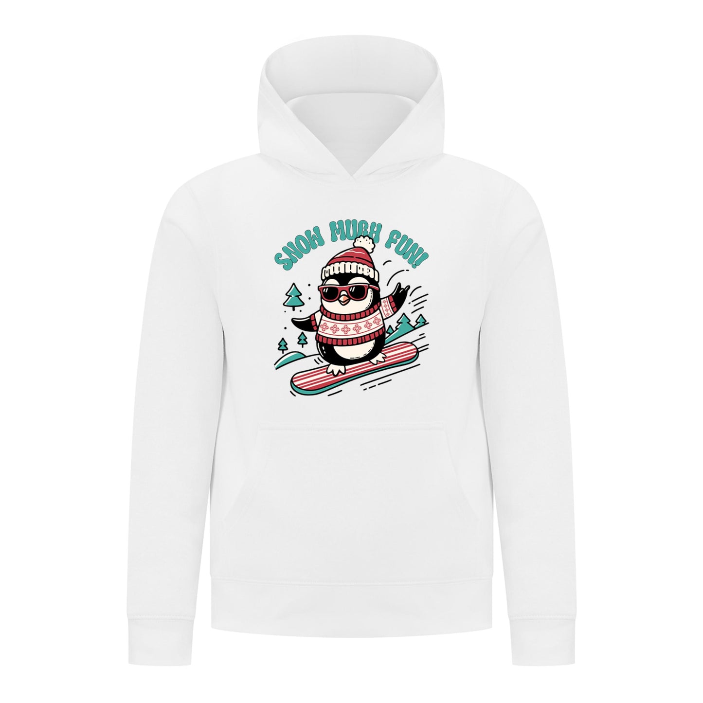 Everyday Kids Christmas Collection Snow Much Fun Boys Pullover Hoodie – Holiday Penguin Sweatshirt