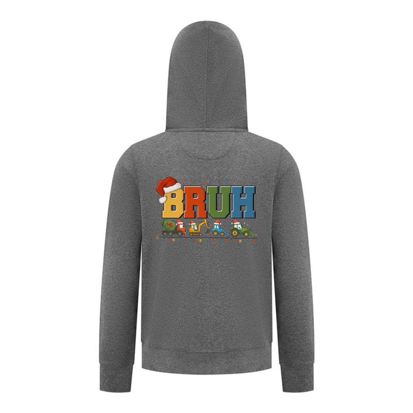Everyday Kids Christmas Collection BRUH Construction Truck Boys Zip Up Hoodie – Holiday Sweatshirt