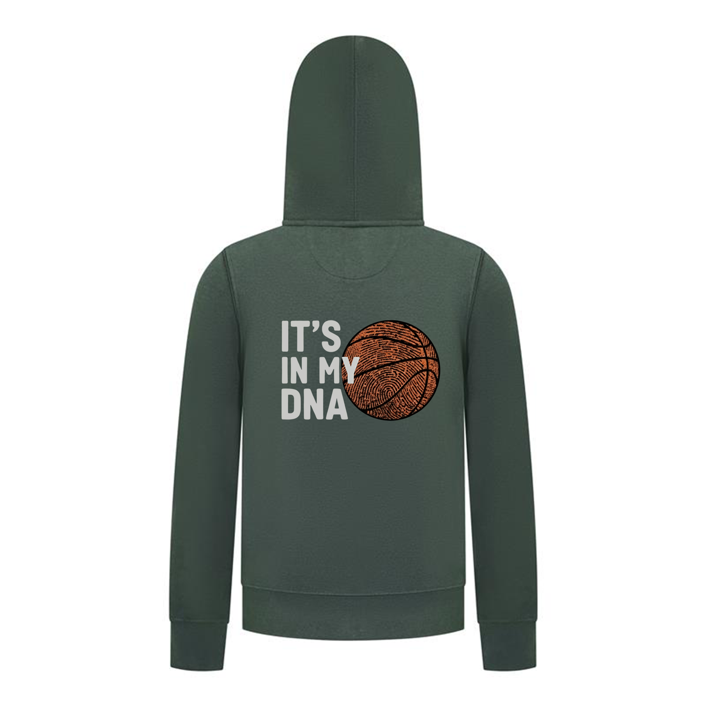 Everyday Kids Basketball Collection Zip Up Hoodie – “It’s in My DNA” Fingerprint Basketball Graphic Sweatshirt