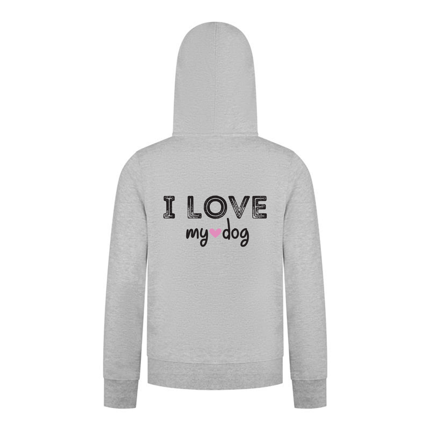 Everyday Kids Girls Collection I Love My Dog Zip Up Hoodie – Cozy Pet Lover Graphic Long Sleeve Sweatshirt