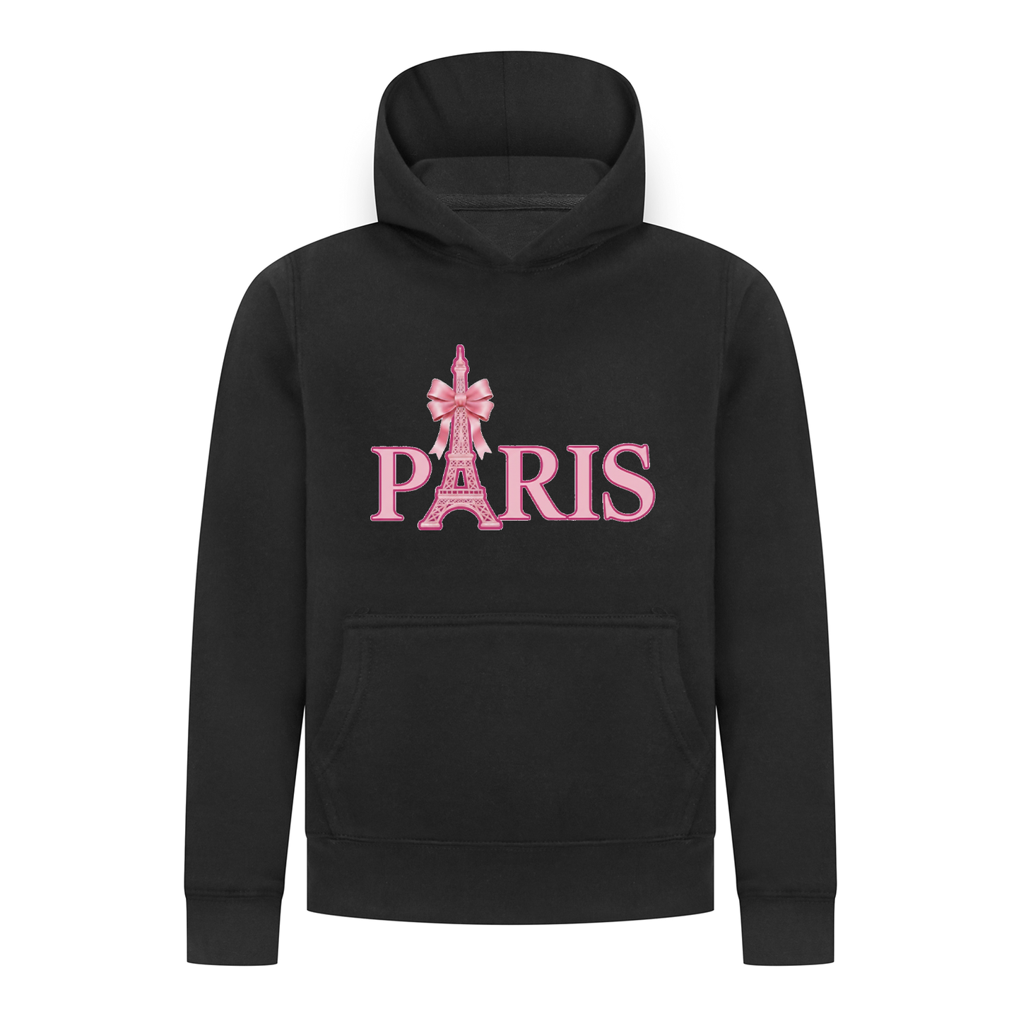 Everyday Kids Paris Bow Girls Pullover Hoodie – Pink Eiffel Tower City Graphic Sweatshirt