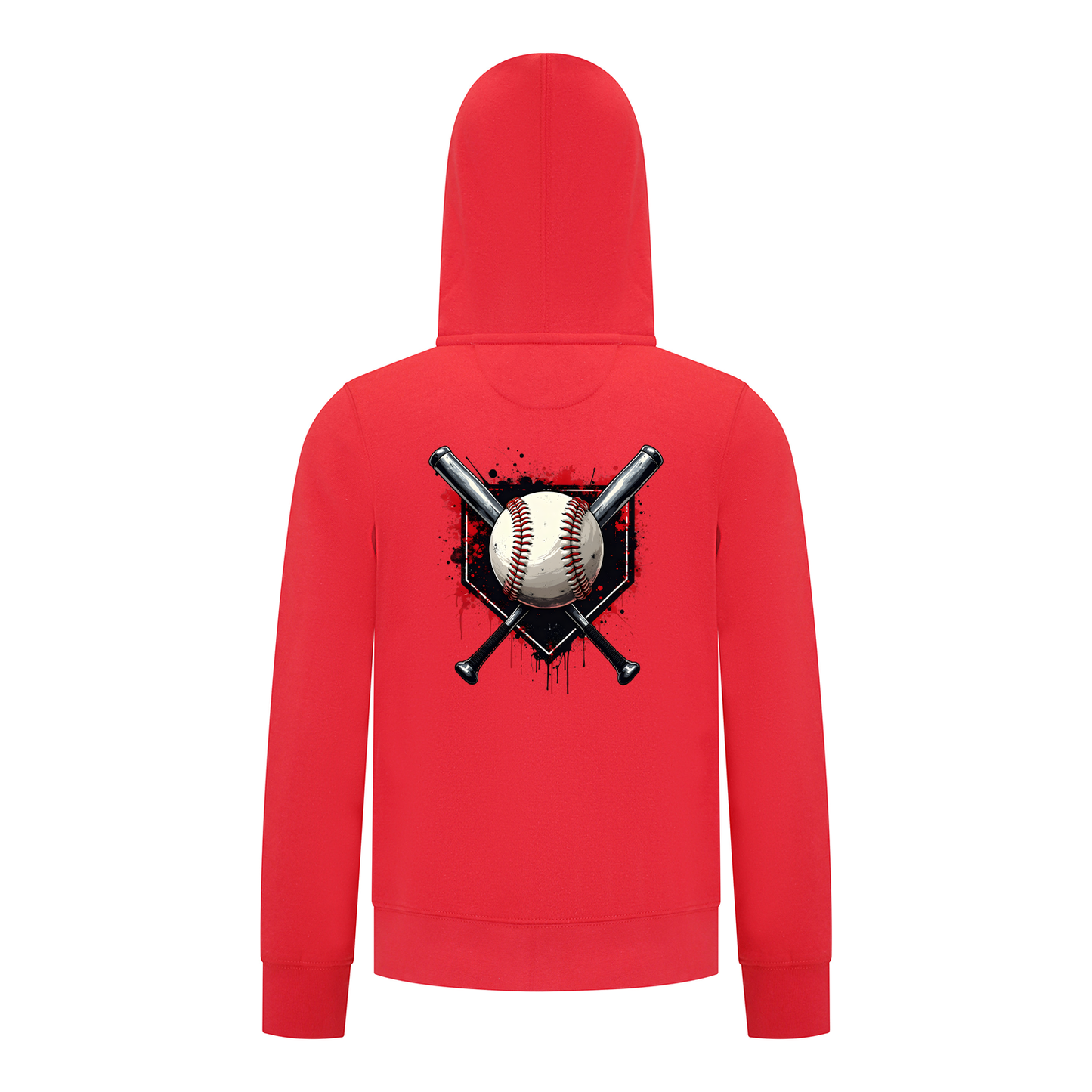 Everyday Kids Baseball Boys Zip Up Hoodie – Bold Home Plate, Crossed Bat & Baseball Sweatshirt