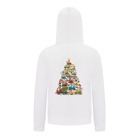 Everyday Kids Christmas Collection Construction Truck Tree Boys Zip up Hoodie – Holiday Sweatshirt - White