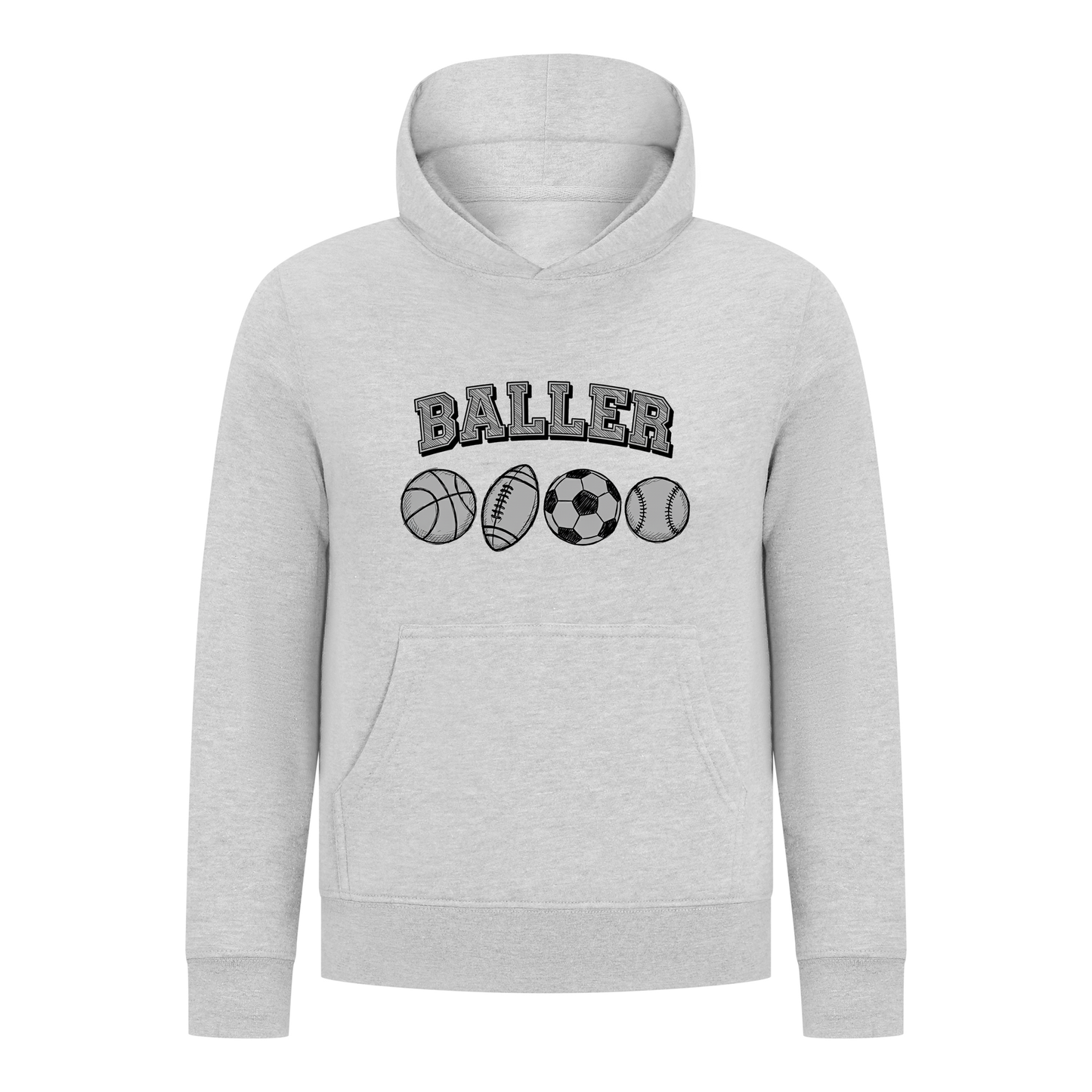 Everyday Kids Sports Collection Boys Pullover Hoodie – Ballers Multi-Sport Graphic Sweatshirt