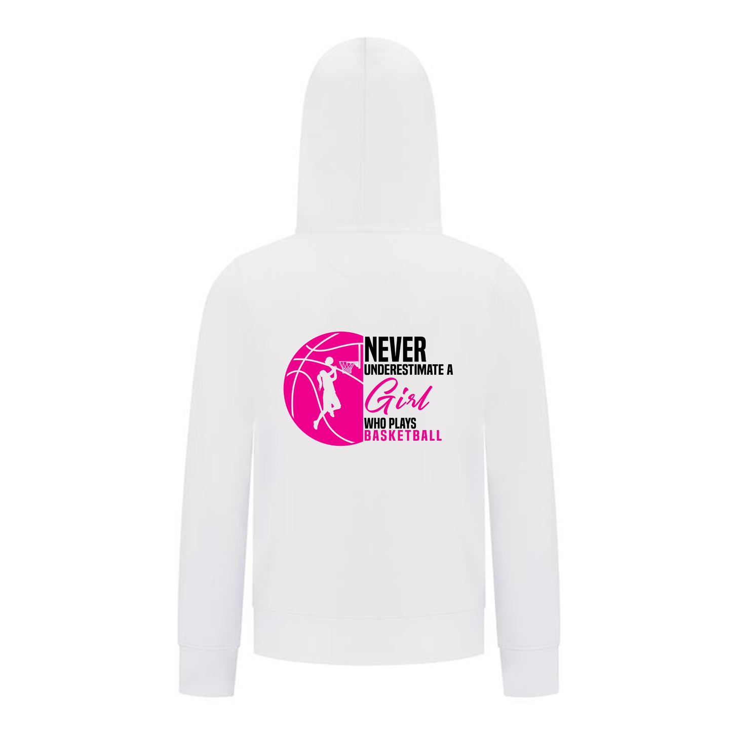 Everyday Kids Basketball Collection Girls Zip Up – Basketball Pink Ball Graphic Sweatshirt