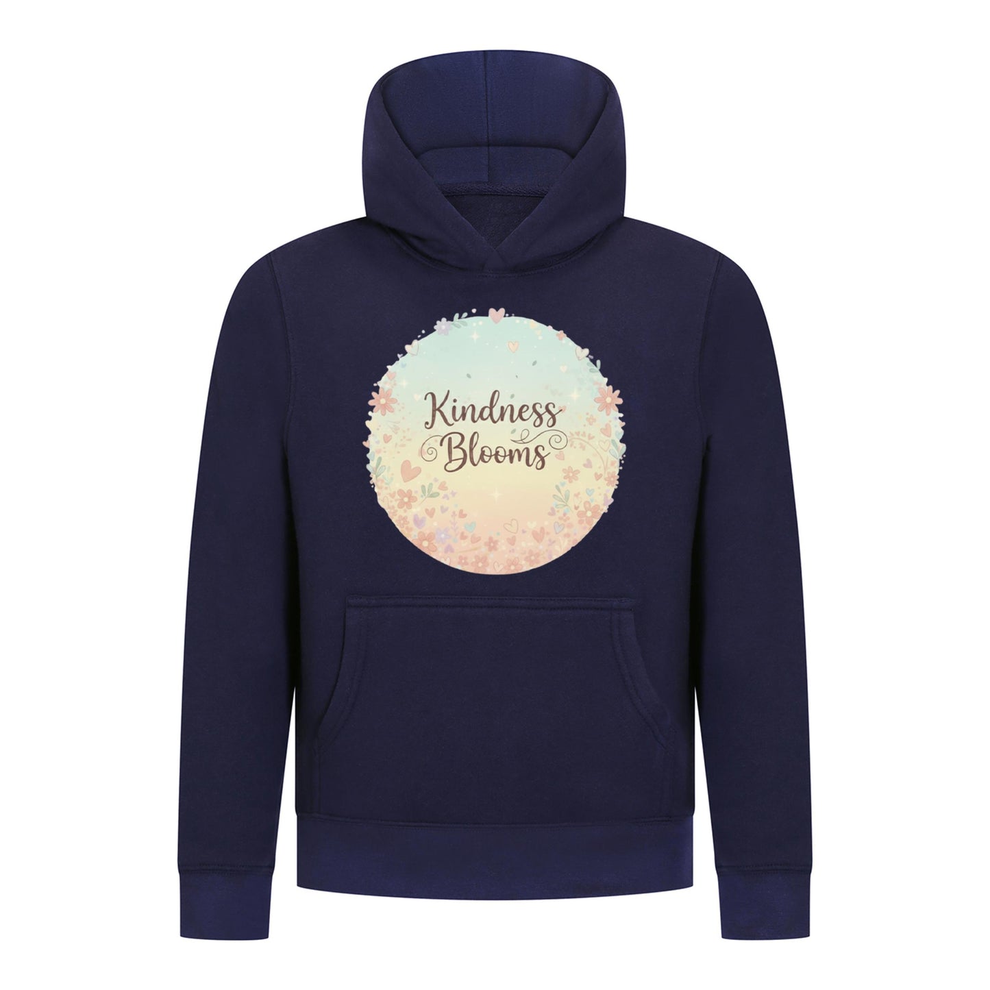 Everyday Kids “Kindness Blooms” Girls Pullover Hoodie – Pastel Floral Positive Sweatshirt