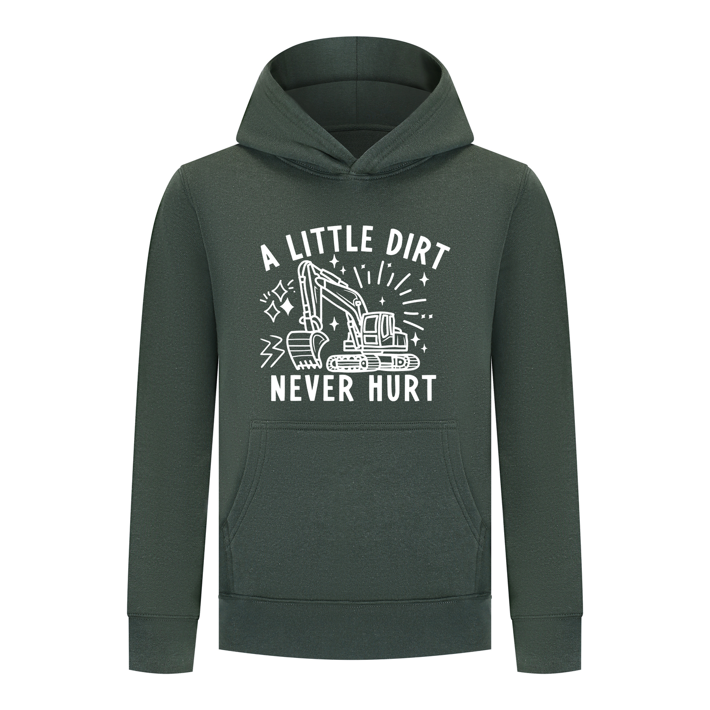 Everyday Kids Construction collection Pullover  Hoodie – “A Little Dirt Never Hurt” Graphic Sweatshirt