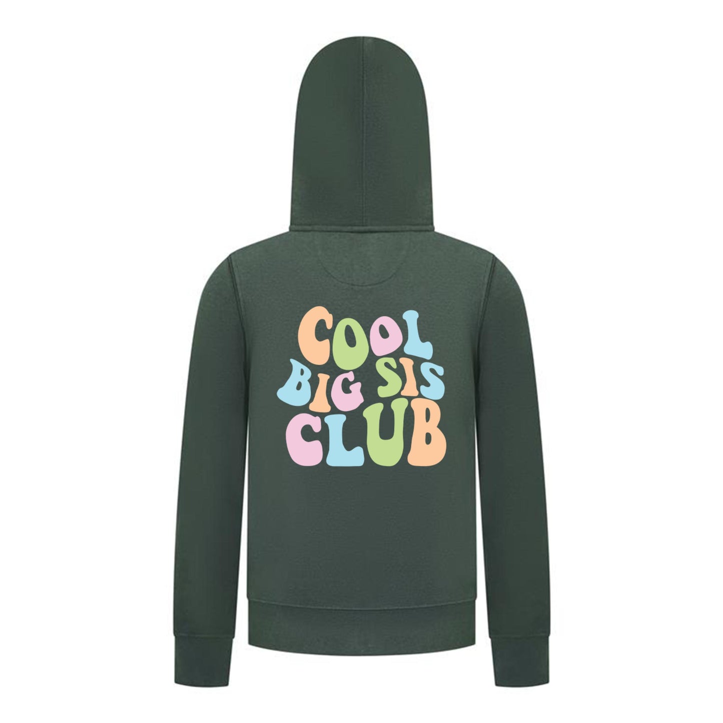 Everyday Kids Cool Big Sis Club Girls Zip Up Hoodie – Colorful Sibling Sweatshirt