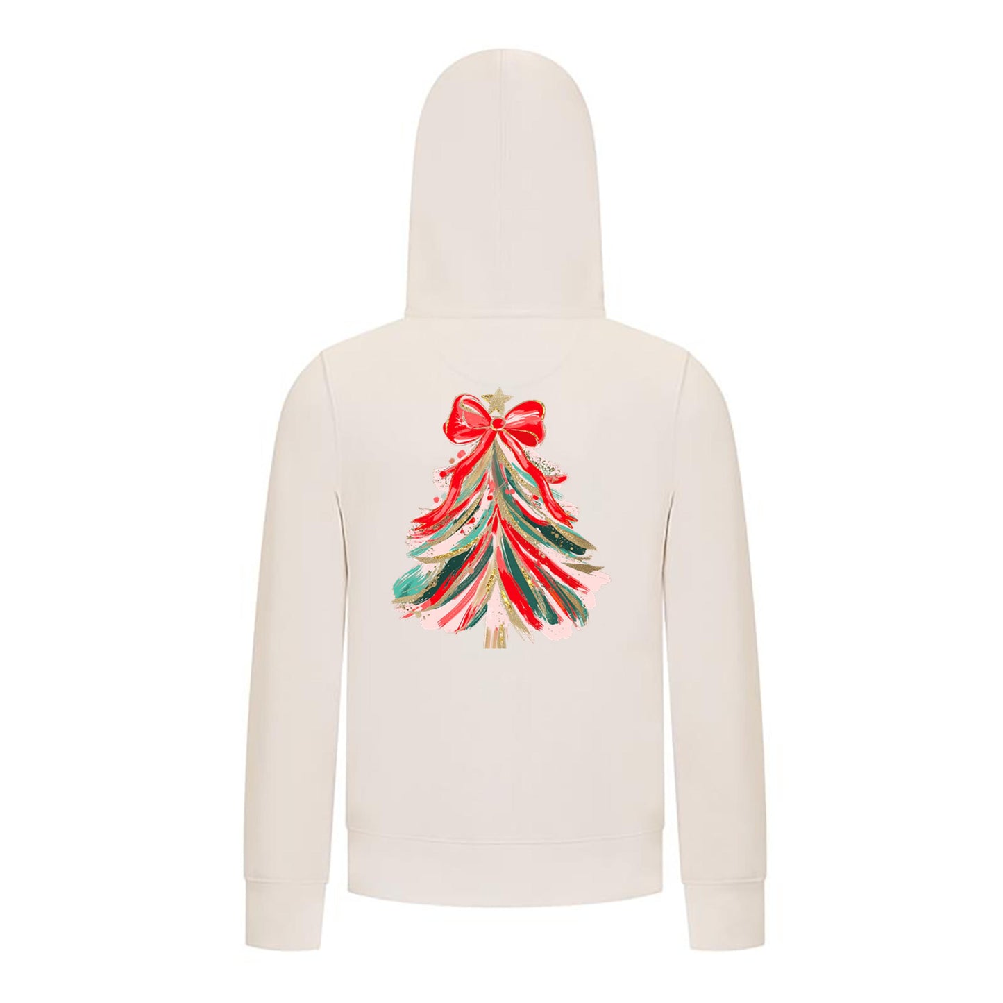 Everyday Kids Christmas Collection Red & Gold Painted Tree Girls Zip Up Hoodie – Holiday Sweatshirt