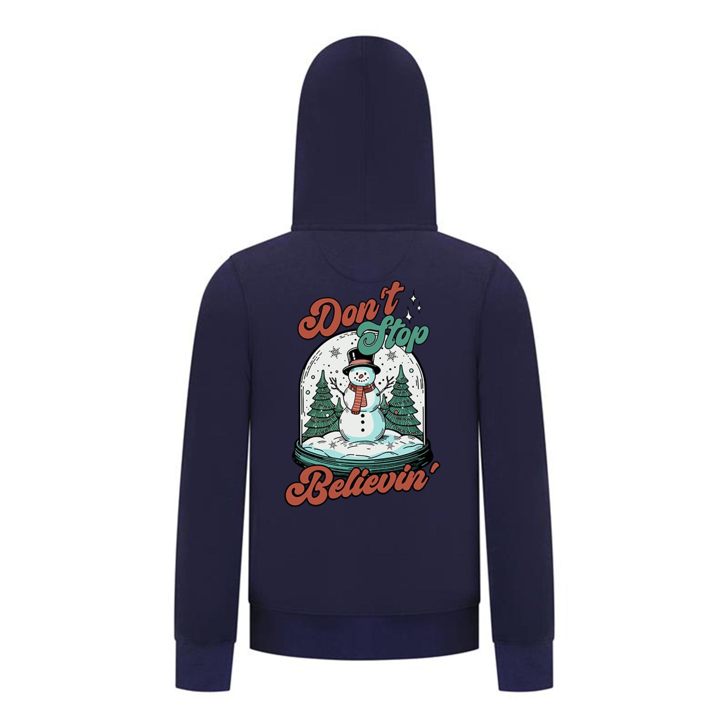 Everyday Kids Christmas Collection Don’t Stop Believin’ Zip Up Hoodie – Holiday Snowman Sweatshirt