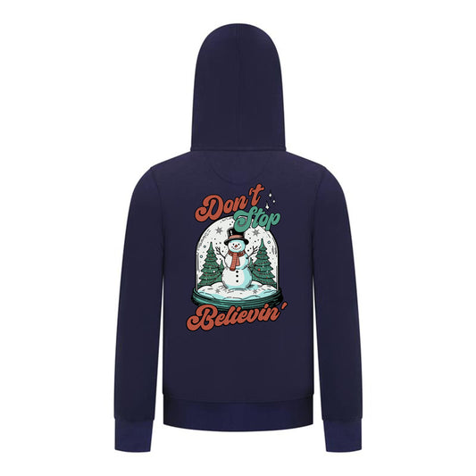 Everyday Kids Christmas Collection Don’t Stop Believin’ Zip Up Hoodie – Holiday Snowman Sweatshirt