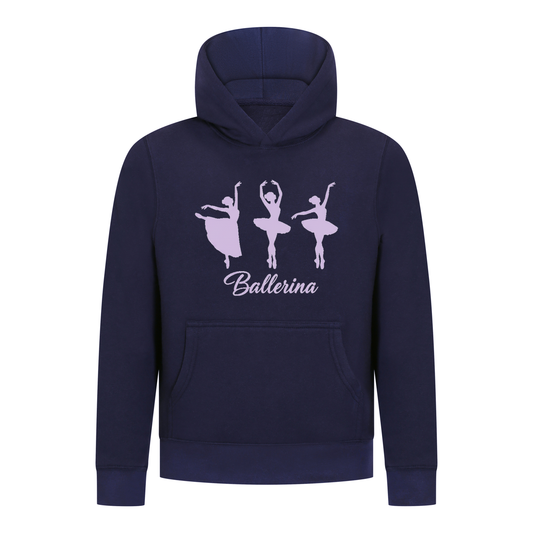 Everyday Kids Ballerina Girls Pullover Hoodie – Purple Dancer Silhouette Ballet Sweatshirt