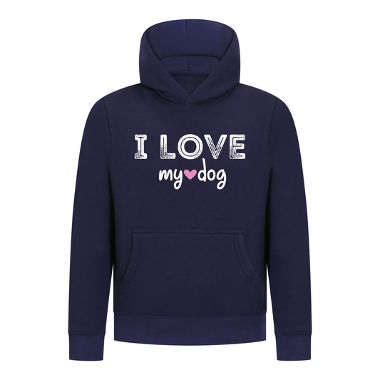 Everyday Kids Girls Collection I Love My Dog Pullover Hoodie – Cozy Pet Lover Graphic Long Sleeve Sweatshirt