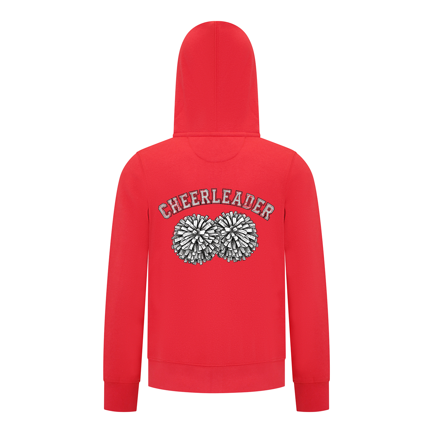 Everyday Kids Cheerleader Girls Zip Up Hoodie – Pom Pom Sketch Graphic Sweatshirt