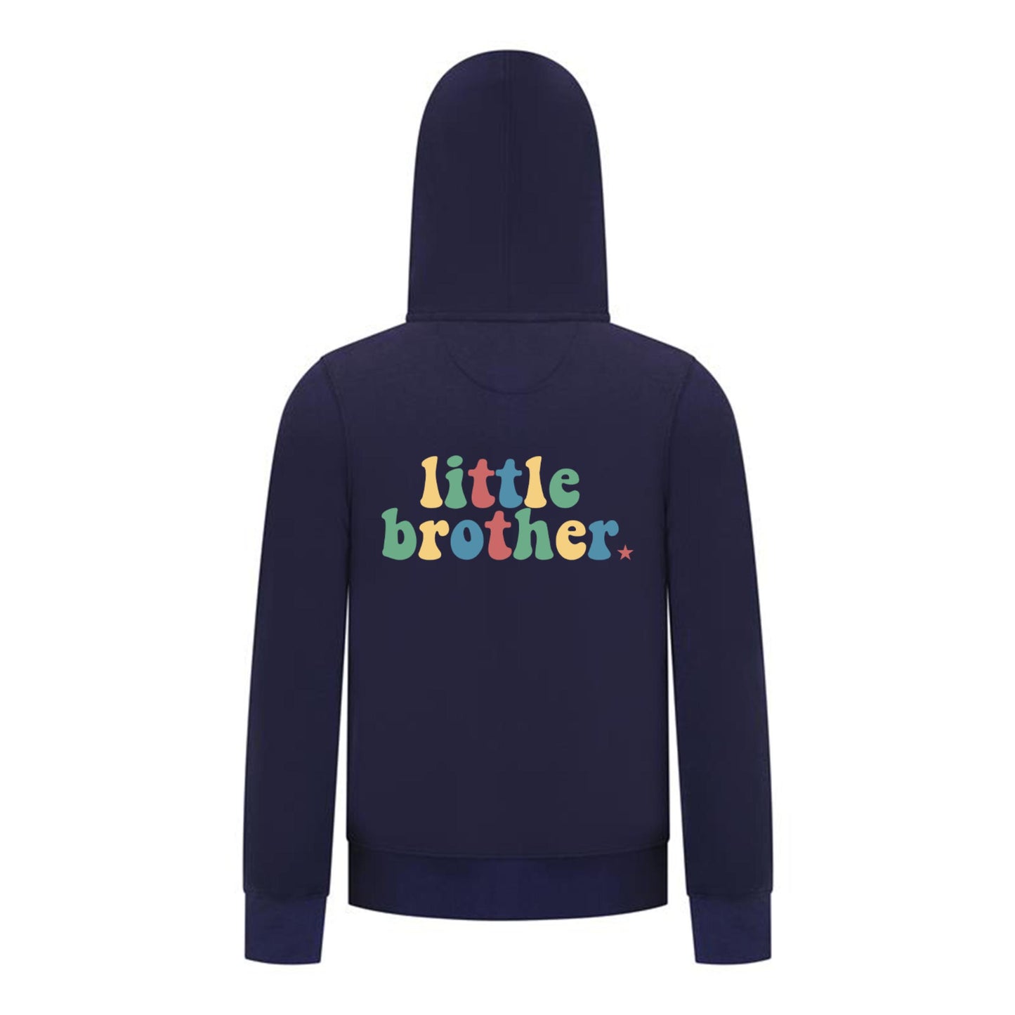 Everyday Kids Little Brother Boys Zip Up Hoodie – Cute Retro Sibling Sweatshirt