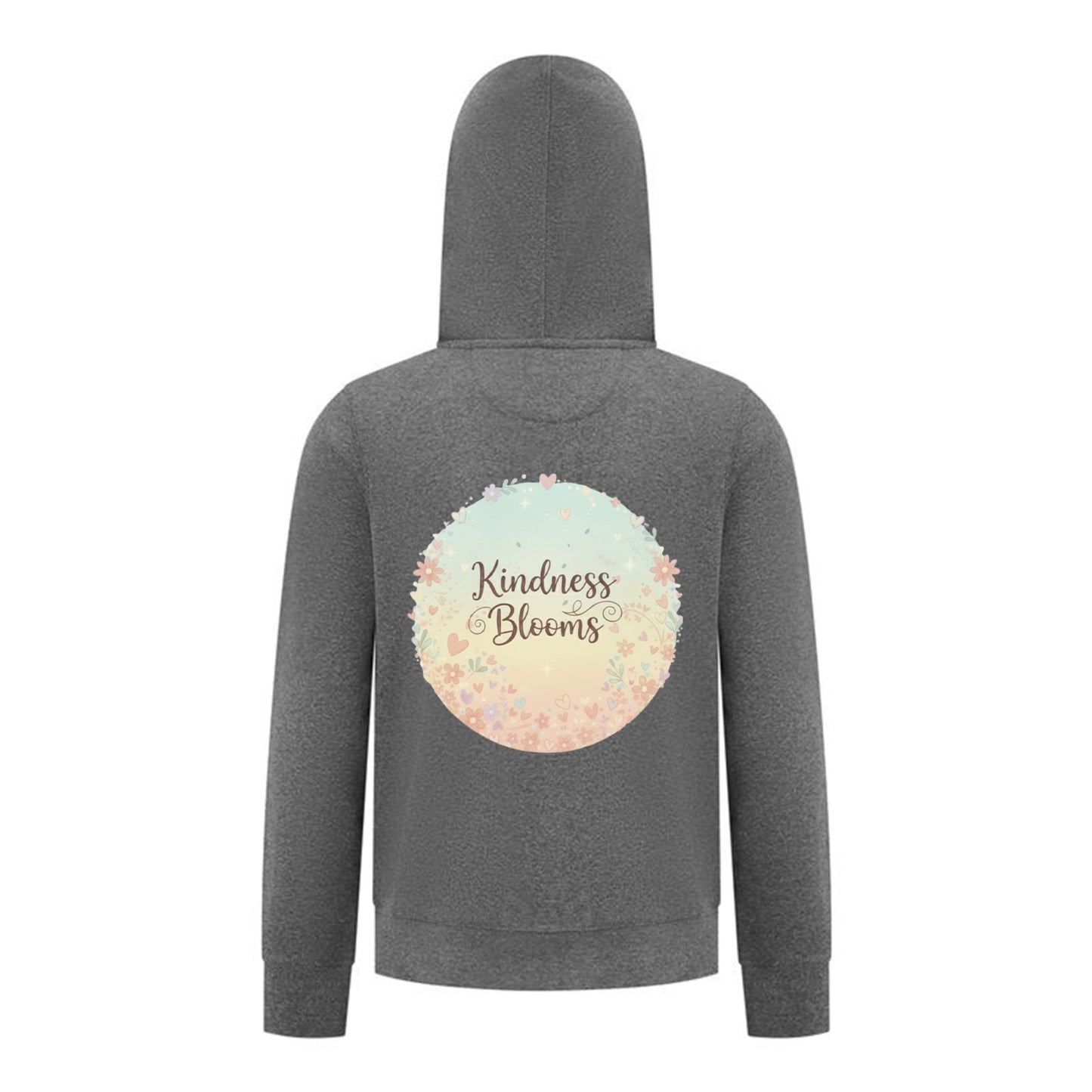 Everyday Kids “Kindness Blooms” Girls Zip Up Hoodie – Pastel Floral Positive Sweatshirt