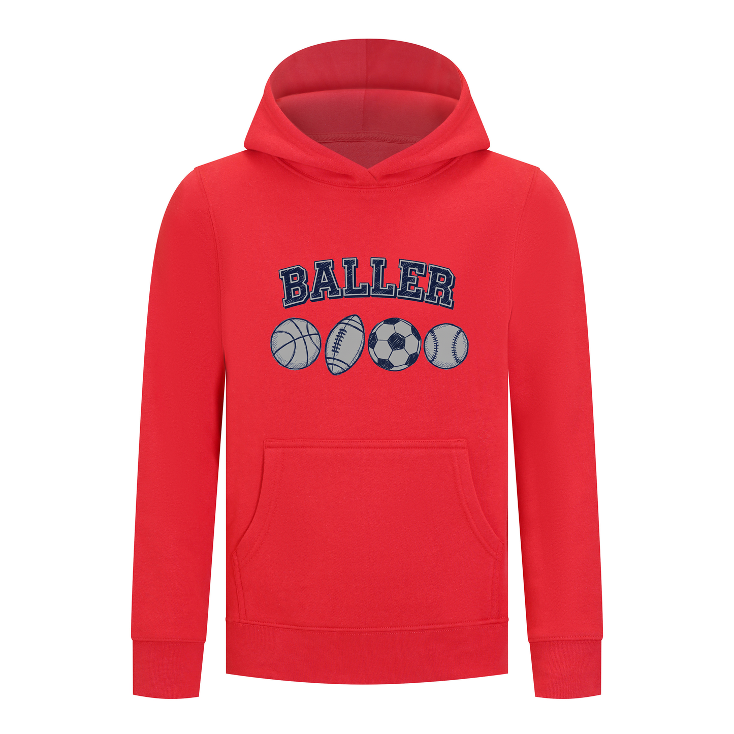 Everyday Kids Sports Collection Boys Pullover Hoodie – Ballers Multi-Sport Graphic Sweatshirt