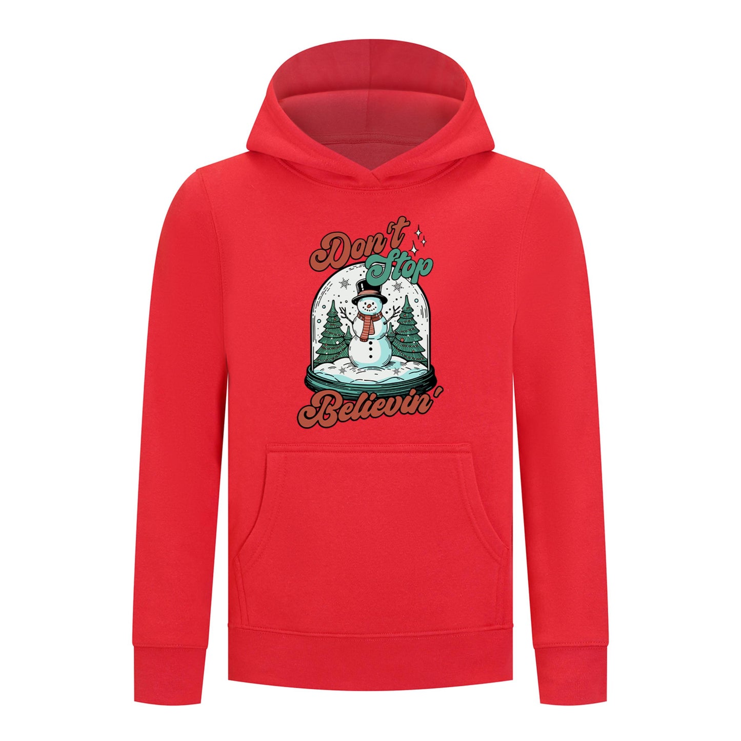 Everyday Kids Christmas Collection Don’t Stop Believin’ Pullover Hoodie – Holiday Snowman Sweatshirt