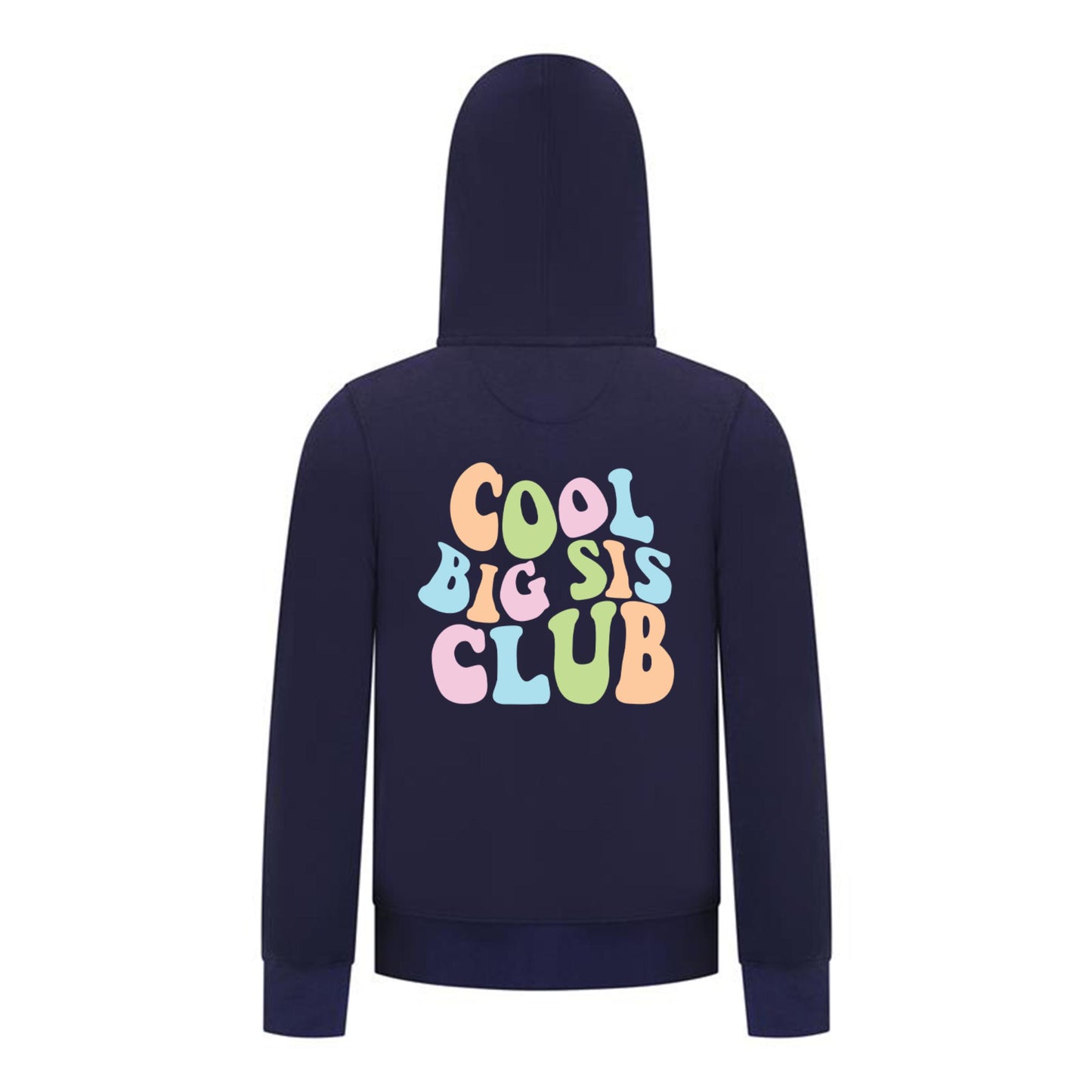 Everyday Kids Cool Big Sis Club Girls Zip Up Hoodie – Colorful Sibling Sweatshirt