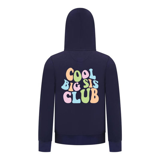 Everyday Kids Cool Big Sis Club Girls Zip Up Hoodie – Colorful Sibling Sweatshirt