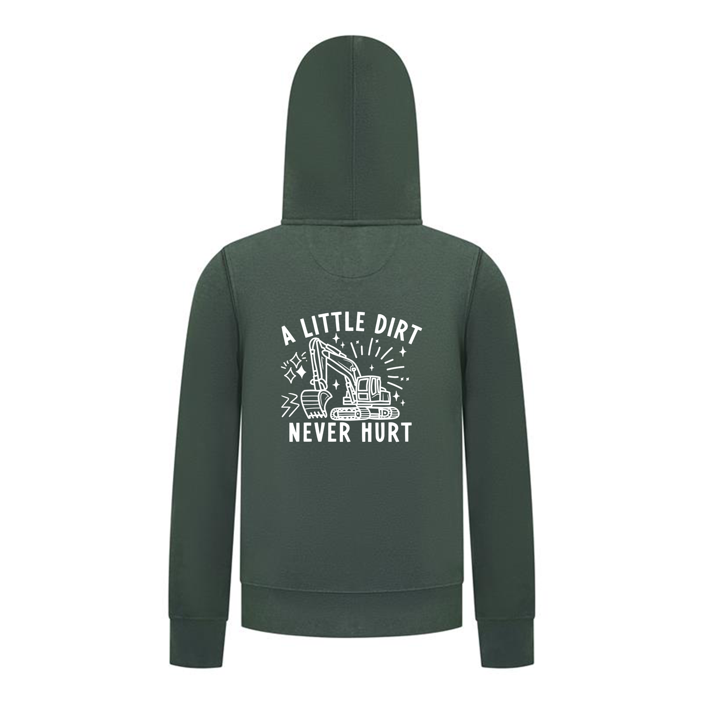 Everyday Kids Construction collection Zip Up  Hoodie – “A Little Dirt Never Hurt” Graphic Sweatshirt