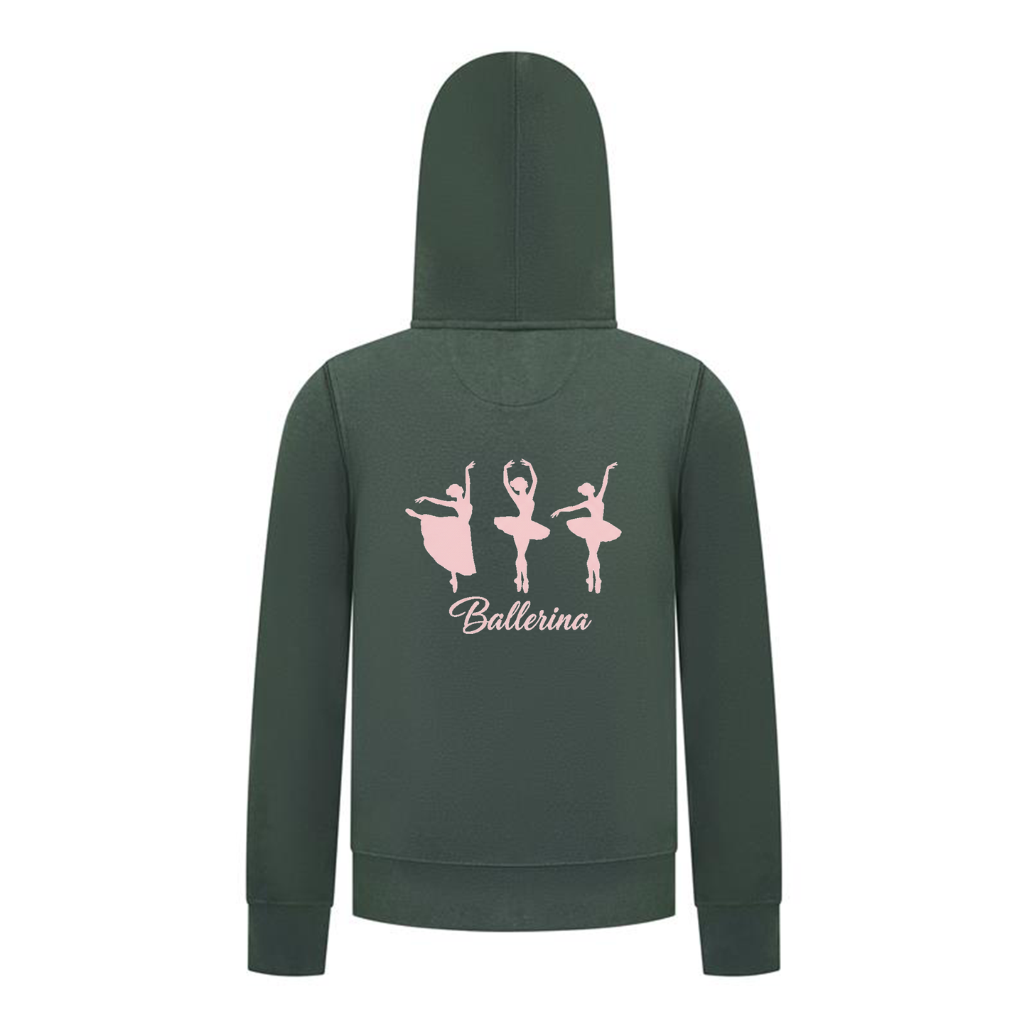 Everyday Kids Ballerina Girls Zip Up Hoodie – Pink Dancer Silhouette Ballet Sweatshirt
